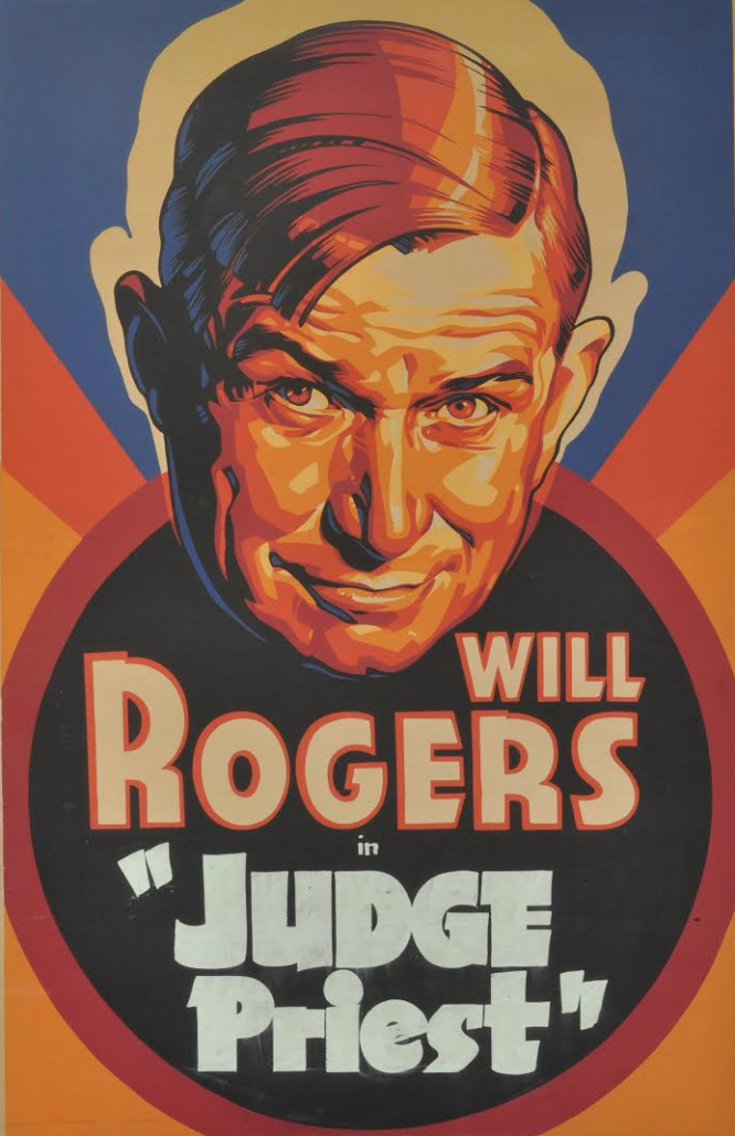 Poster of Will Rogers as star of the film ‘Judge Priest,’ possibly the only extant example, est. $6,400-$8,800