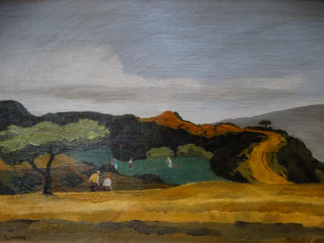 Elmer Plummer (Californian, 1910-1987), ‘Golf Scene,’ 1936, oil-on-canvas, 35 x 25 inches (framed), est. $6,000-$8,250