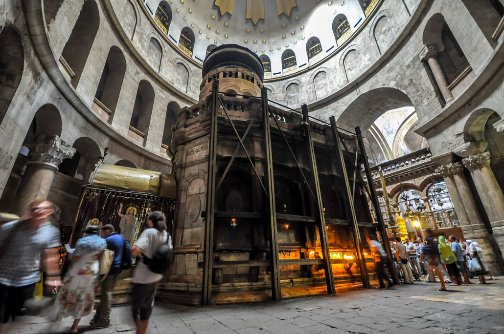 The Edicule, the ancient chamber is said to have been Jesus' tomb in Jerusalem's Church of the Holy Sepulchre. Image by Jlascar. This file is licensed under the Creative Commons Attribution 2.0 Generic license.