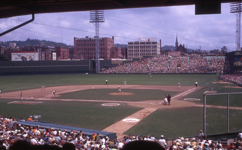 Crosley Field in 1969, the Reds' last full season at their former home. Image by Blake Bolinger. This file is licensed under the Creative Commons Attribution 2.0 Generic license.