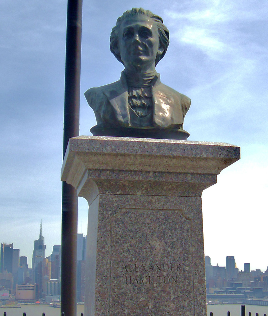 Bust of Alexander Hamilton in Hamilton Park, Weehawken, New Jersey. Image by Theornamentalist. This file is licensed under the Creative Commons Attribution-Share Alike 3.0 Unported license. 