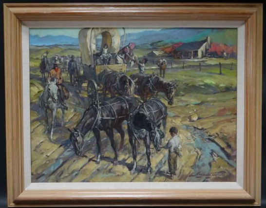 Reynold Brown, ‘Covered Wagon Leave-taking.’ Estimate: $6,000–$8,250. Last Chance by LiveAuctioneers image 