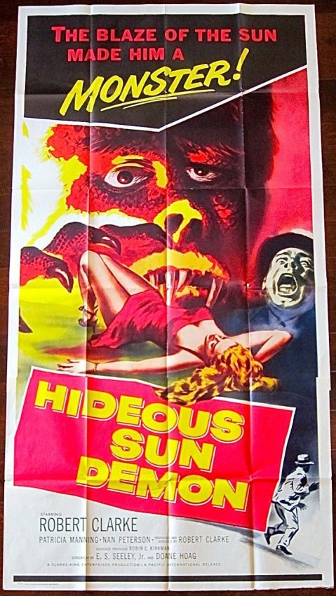 ‘The Hideous Sun Demon’ (1959). Original U.S. three sheet (41in x 81in). Estimate: $300–$360. Last Chance by LiveAuctioneers.com image