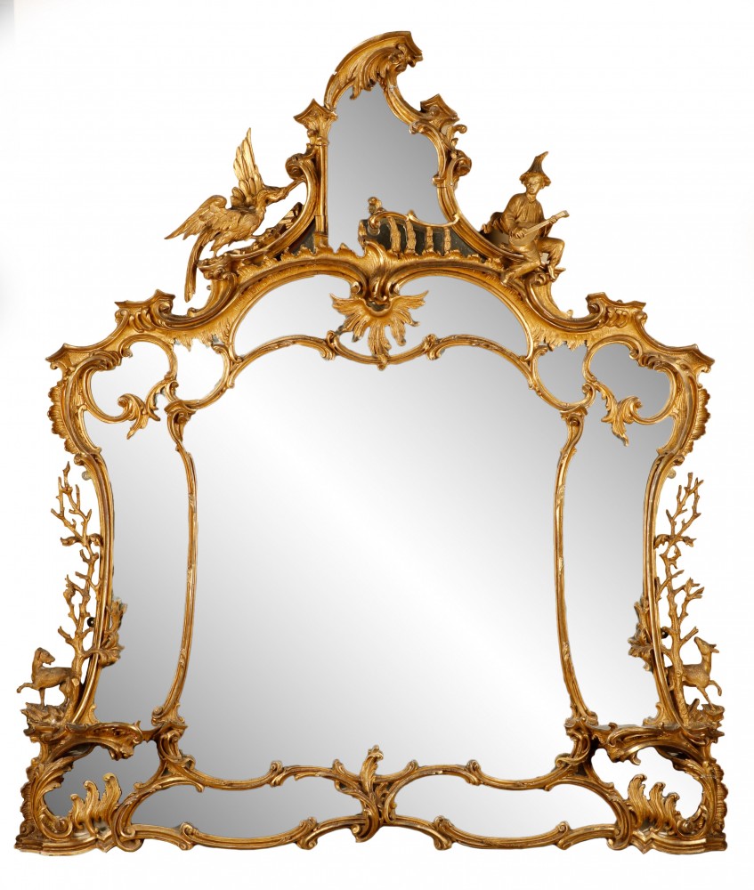 George III rococo pierced giltwood girandole mirror. Price realized: $7,080. Ahlers & Ogletree image
