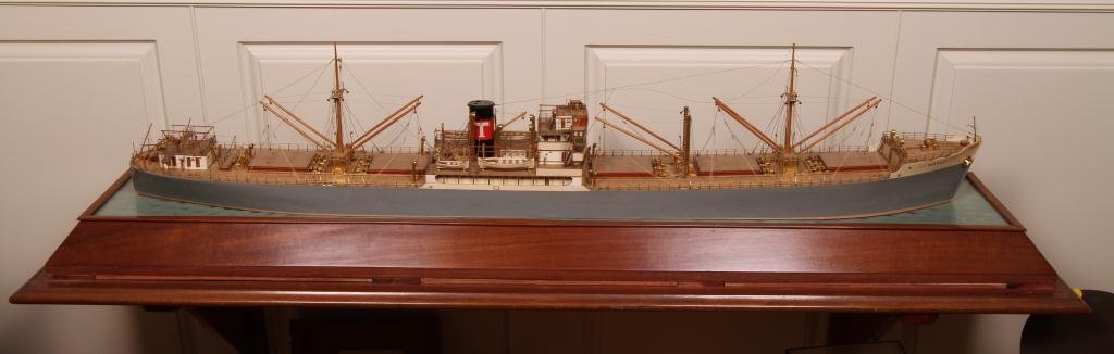 Fine model of an American cargo steamship in very good condition, 62 inches long, estimated to sell for $2,000-$3,000. John McInnis Auctioneers image
