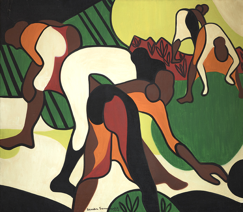 This large composition by Sri Lankan painter Senaka Senanayake (b. 1951) titled ‘Paddy Growers’ was brought to the block with a $3,000 to $5,000 estimate; the piece ultimately earned $8400. John Moran Auctioneers image