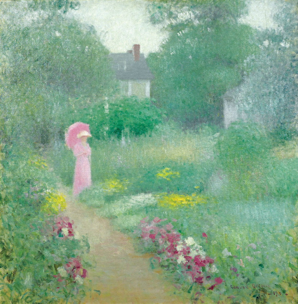 Edmund William Greacen, 'In Miss Florence’s Garden,' 1913. Oil on canvas, 30 x 30 inches. A Private Collector, image courtesy of the New York Botanical Garden