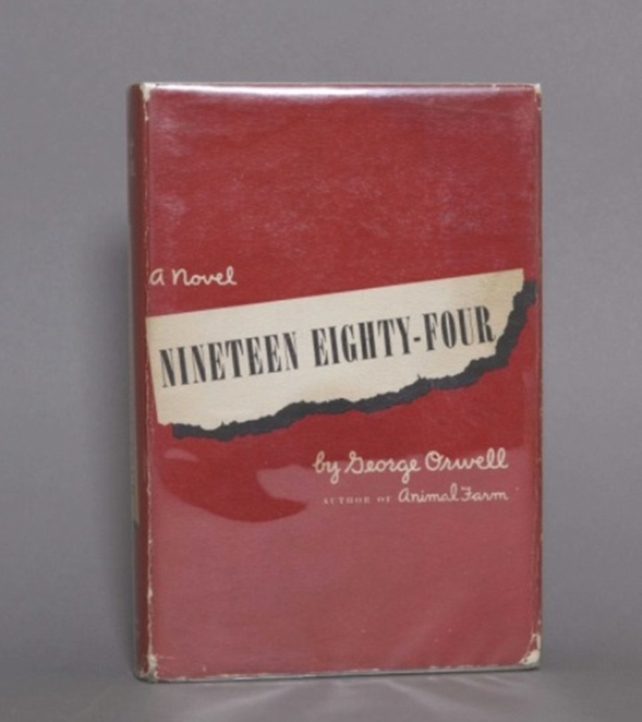 First-U.S.-edition copy of George Orwell’s book ‘Nineteen Eighty-Four,’ published in 1949 by Harcourt Brace & Co., N.Y., est. $300-$500. Waverly Rare Books image