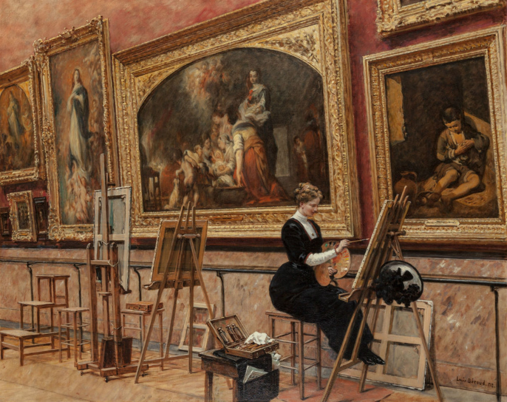 ‘Au Musée du Louvre - les Murillo,’ 1912 by Louis Béroud sold for $75,000. Heritage Auctions image