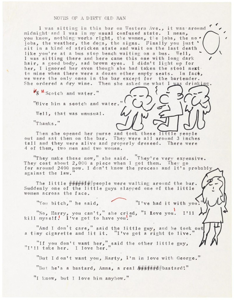 Bukowski's 'Dirty Old Man typescript.' PBA Galleries image