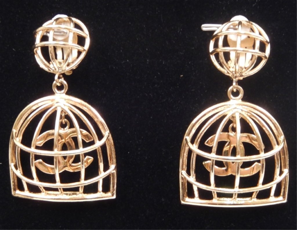 Sought-after Chanel birdcage earrings designed by Karl Lagerfeld, late 20th century. Est. $400-$800