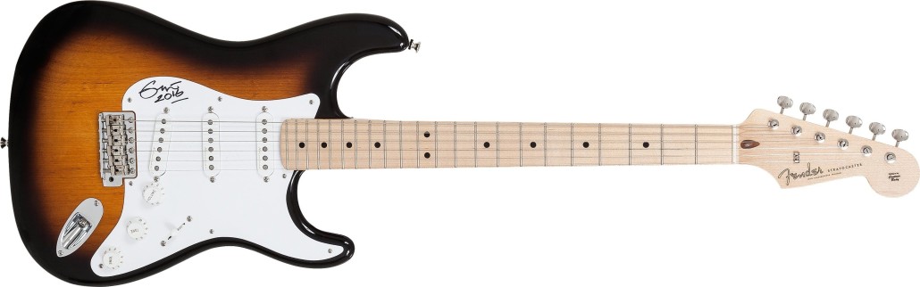 Eric Clapton owned, played and signed 2014 Fender Stratocaster Sunburst electric guitar. Heritage Auctions image 