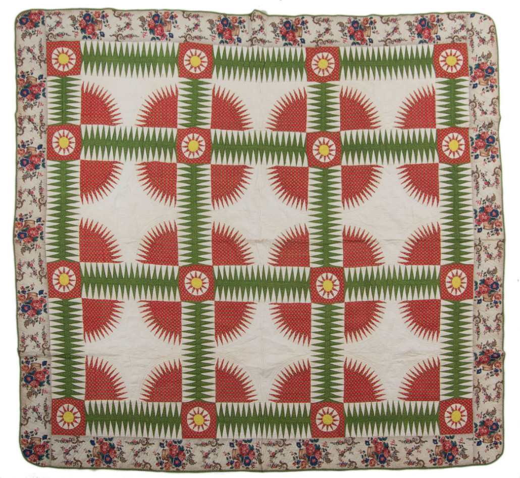 New York Beauty appliqué and pieced quilt with chintz border. Jeffrey S. Evans & Associates image
