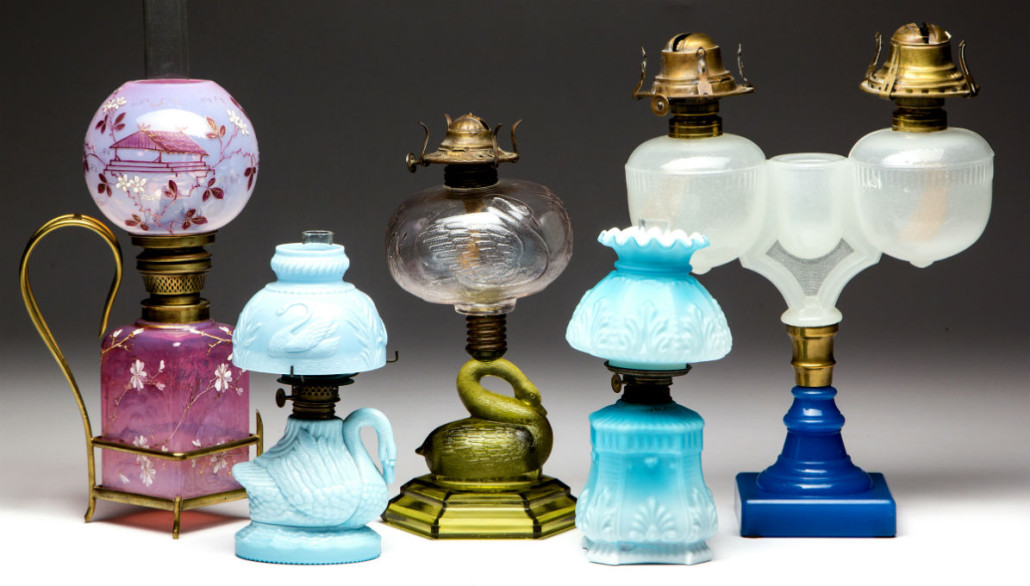 Fine selection of miniature lamps and other kerosene lighting. Jeffrey S. Evans & Associates image