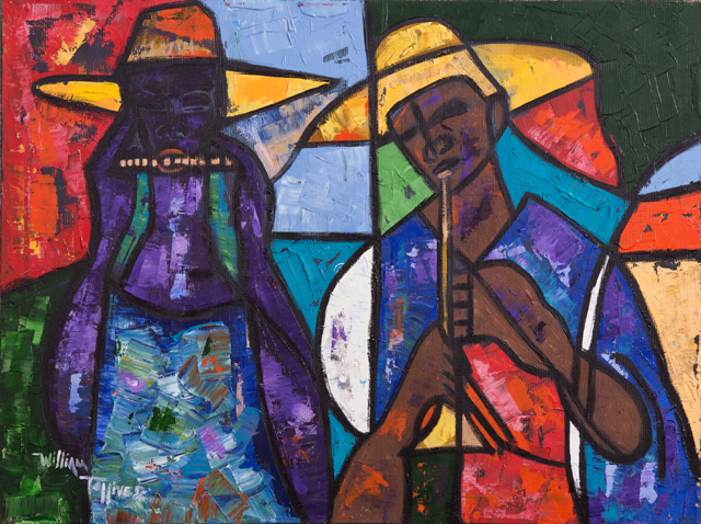 Original painting by William Tolliver oil on canvas titled ‘African Musician.’ Estimate: $6,000-$9,000. Crescent City Auction Gallery image