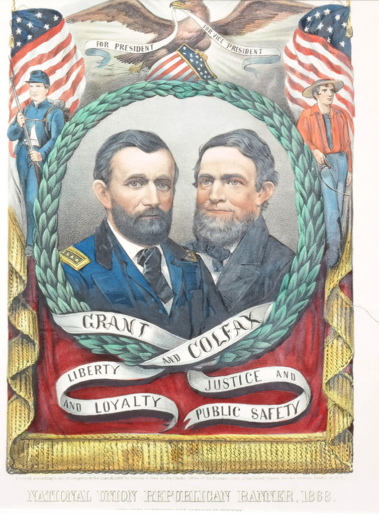 Lot 62 - U.S.-Grant and S. Colfax 1868 Grand National Banner. Roland Auctions NY image