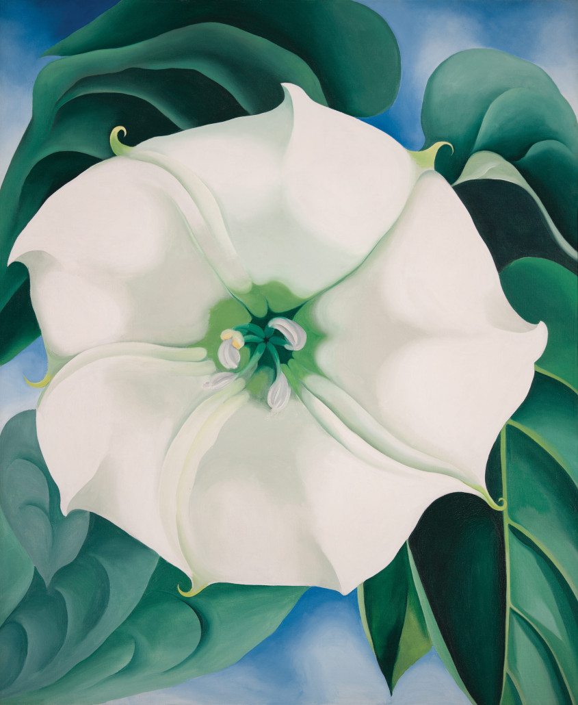 Georgia O’Keeffe (American, 1887-1986), ‘Jimson Weed/White Flower No. 1,’ 1932. Oil paint on canvas, 48 x 40 inches. Crystal Bridges Museum of American Art, Arkansas, USA, © 2016 Georgia O'Keeffe Museum/DACS, London. Photography by Edward C. Robison III