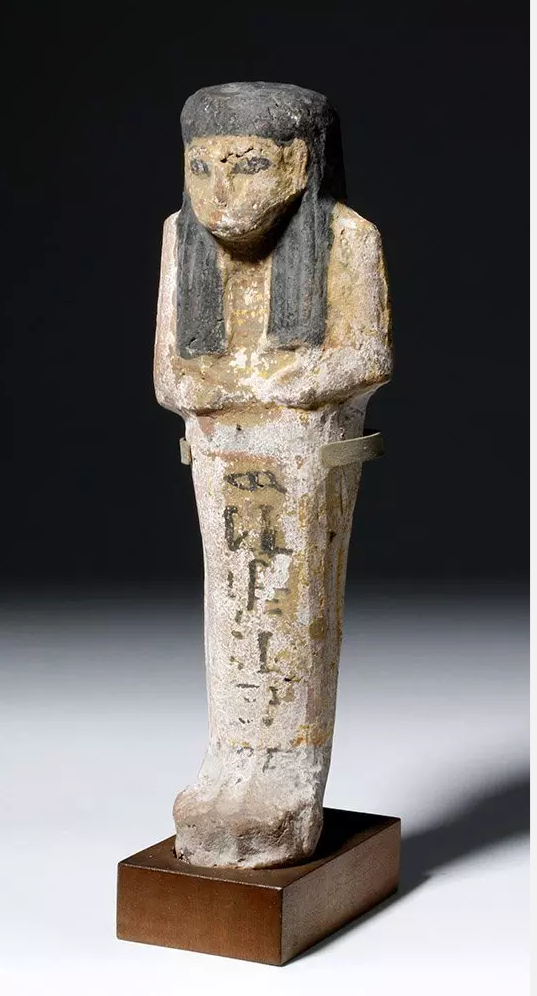 Tall Egyptian polychrome clay ushabti, circa 1070-712 BCE, est. $2,000-$3,000