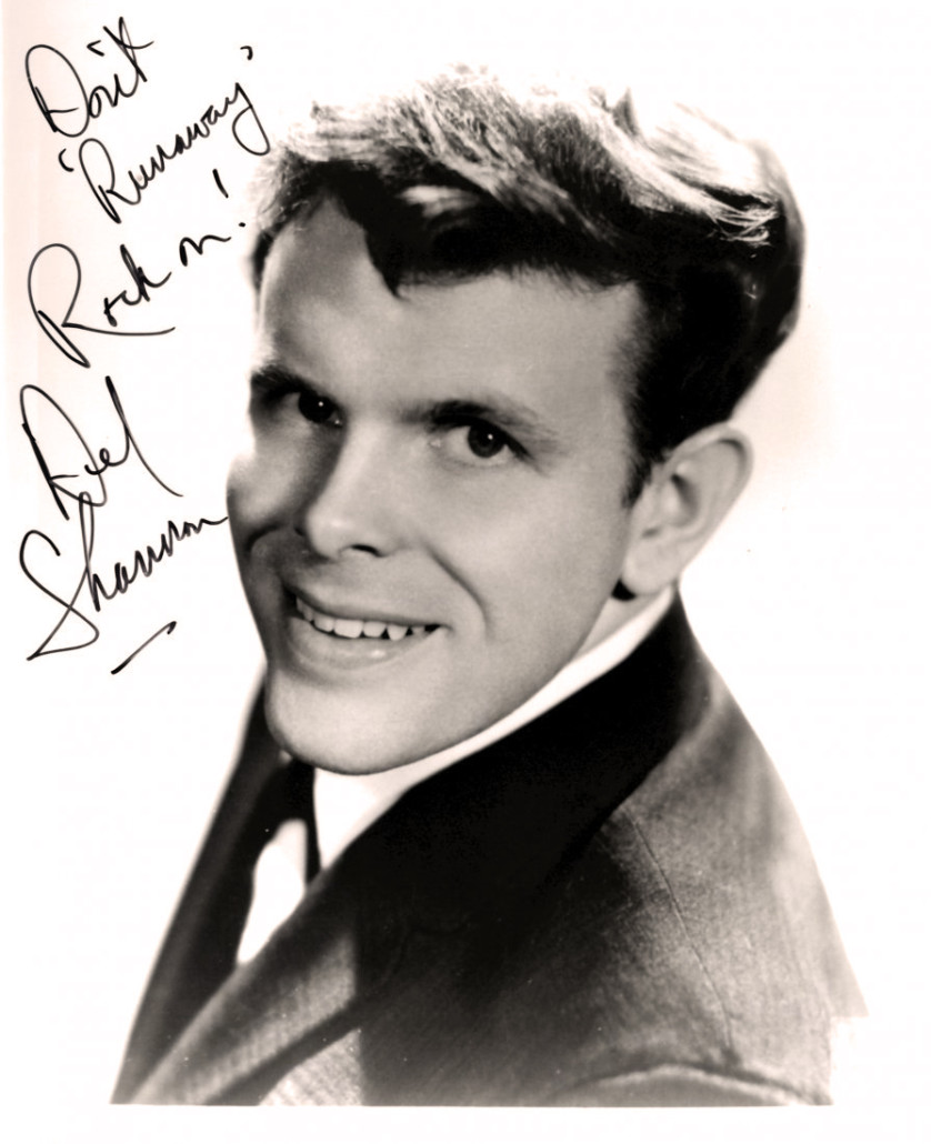 Sixties teen singing idol Del Shannon. Image courtesy LiveAuctioneers.com archive and Internatonal Autograph Auctions