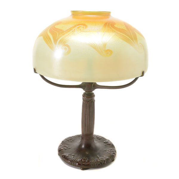 Tiffany Studios table lamp with gold pulled shade, est. $9,000-$11,000