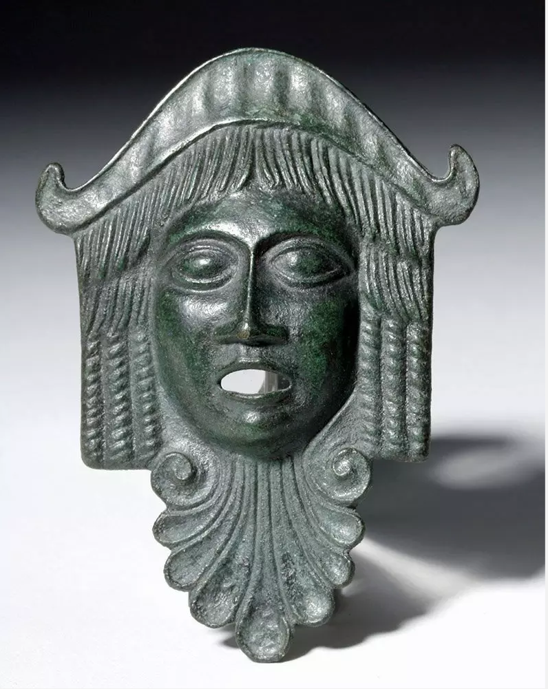 Roman bronze-applique actor’s mask form, circa 1st-4th century CE, est. $900-$1,400
