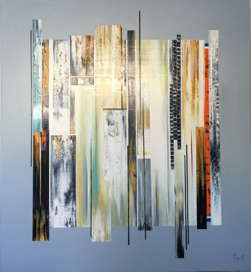 Nina K Cullen, Collage, oil on canvas, 64 x 48 inches
