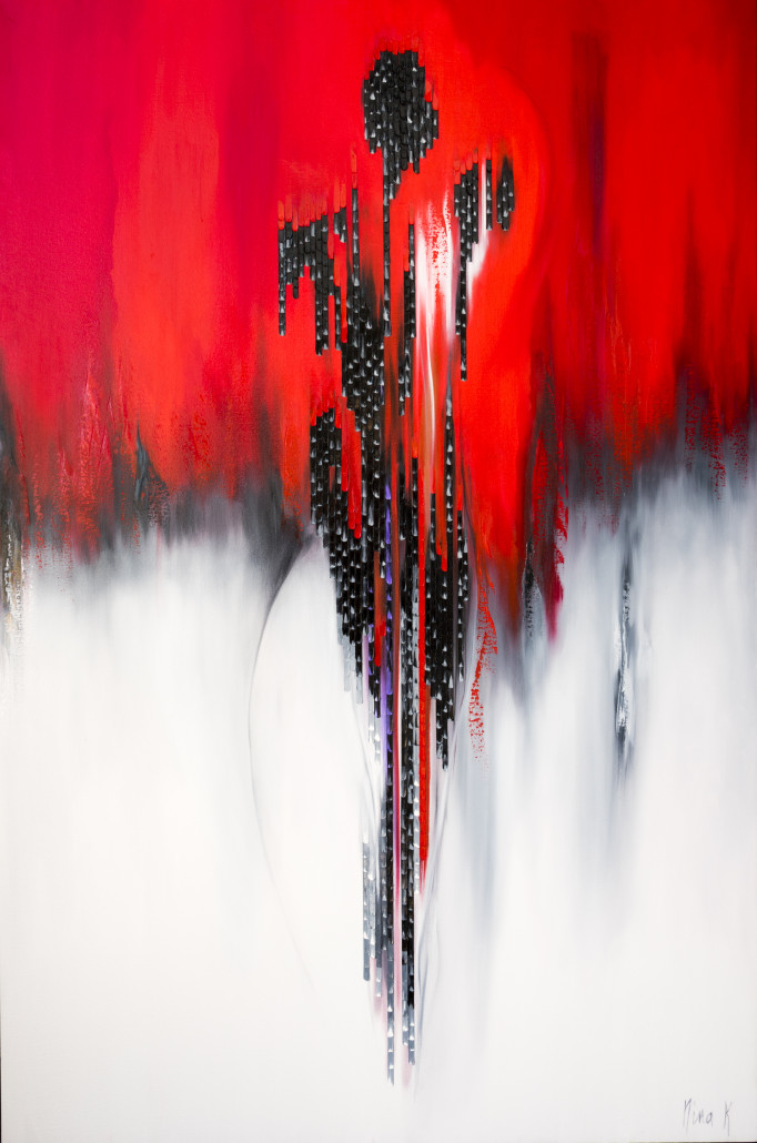 Nina K Cullen, Fire Dance, oil on canvas, 72 by 48 inches