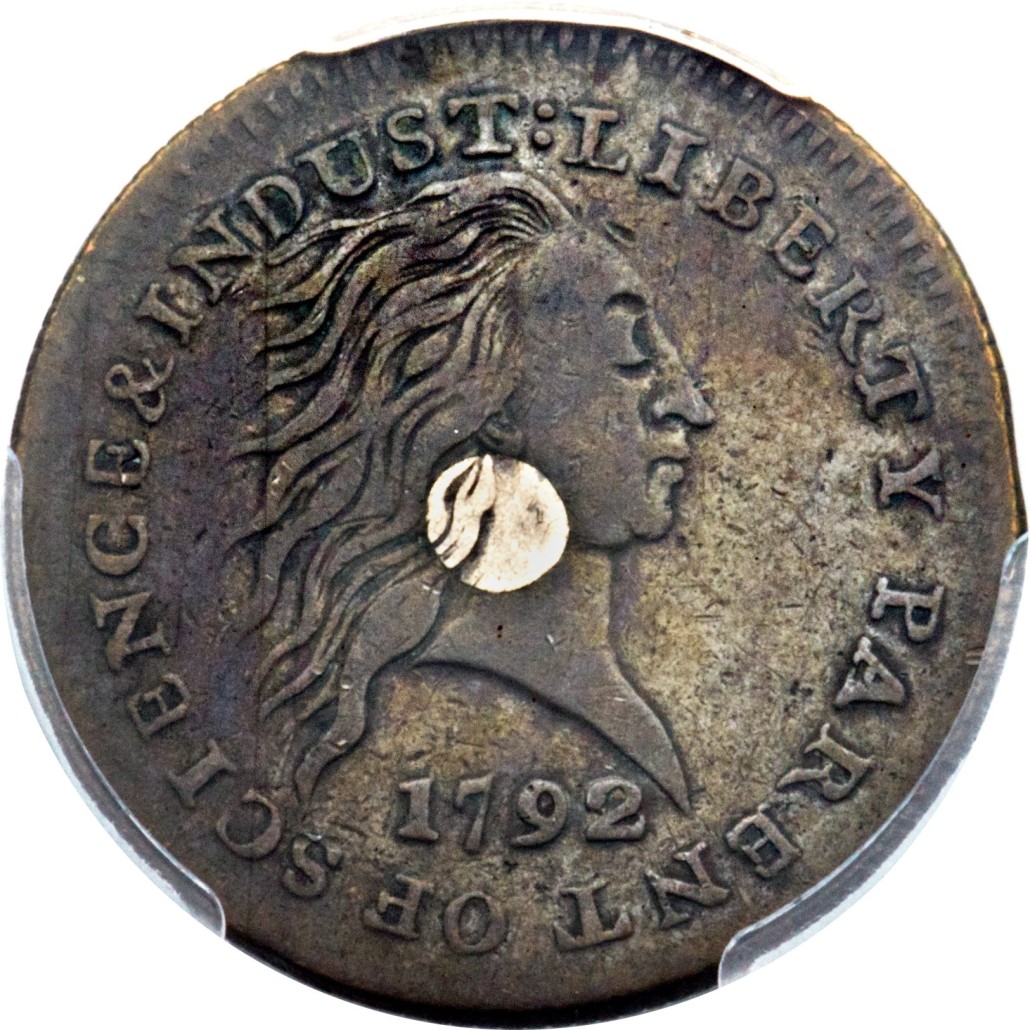 Silver Center Cent. Price realized: $352,500. Heritage Auctions image