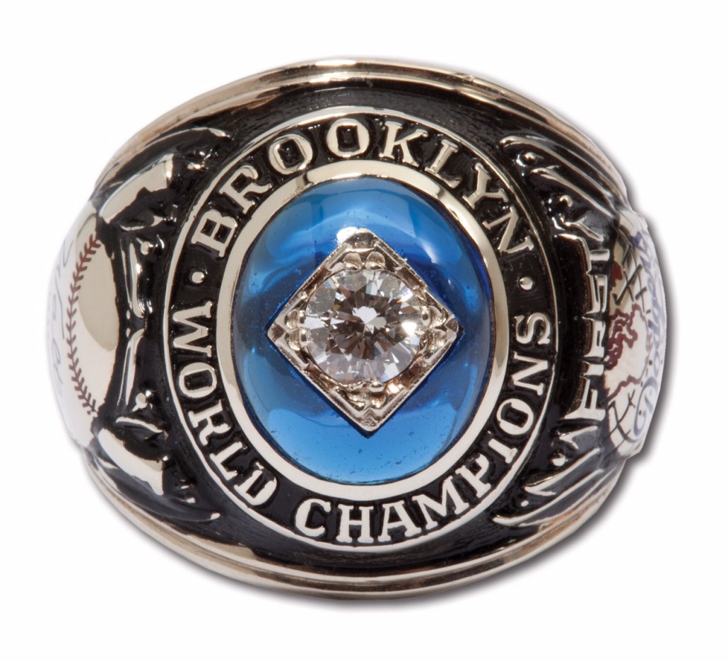 Hall of Fame manager Walter Alston's 1955 Brooklyn Dodgers World Series championship ring. Image courtesy of SCP Auctions