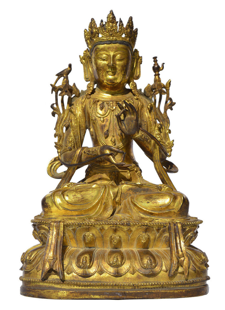 Sino-Tibetan gilt bronze Avalokiteshvara. Kaminski Auctions image