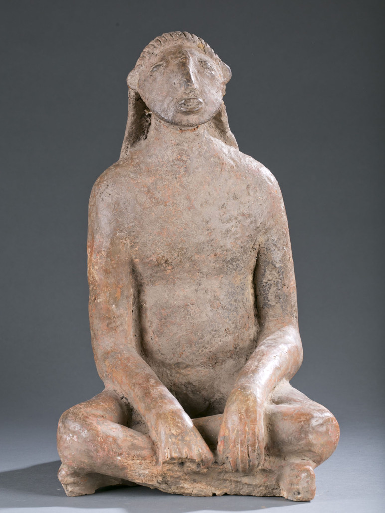 Seated clay figure, Mali, Niger Delta, 15th to 17th century, est. $10,000-$15,000