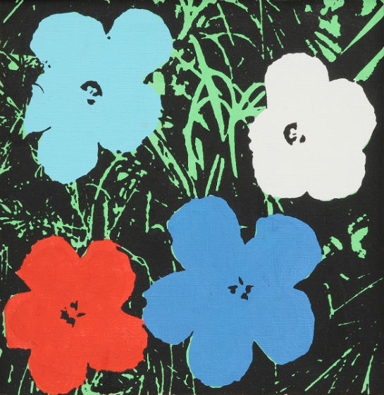Richard Pettibone (American b. 1938) ‘Andy Warhol,‘Flowers,’ 1964, synthetic polymer and silkscreen ink on canvas. Price realized: $17,925. Simpson Galleries image