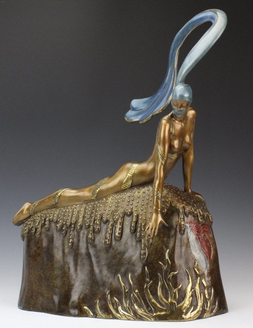 ‘French Rooster’ cast bronze sculpture by Erte, aka Romain De Tirtoff (1892-1990 Russia), limited edition of 375, 1987, 15 1/2  x 12 inches. Estimate: $2,500-$3,500. Hill Auction Gallery image 