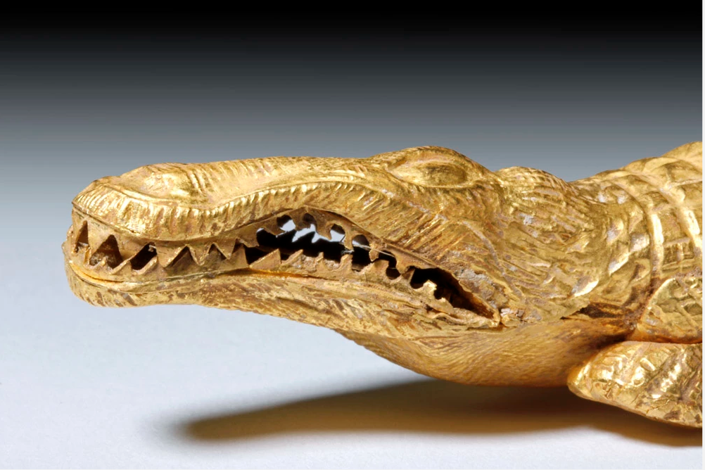 Romano-Egyptian crocodile made of 23K gold (97% gold content), 1st century BCE to 1st century CE, 6.875 inches long, est. $18,000-$27,000