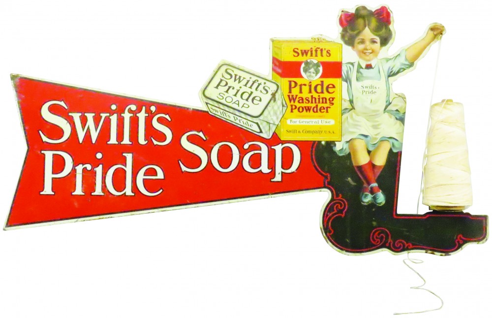 Extremely scarce Swift's Pride Soap string holder. Showtime Auction Services image