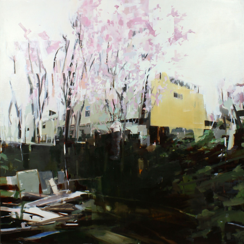 ‘Backyard,’ an oil on canvas painting by Alex Kanevsky (American/Russian, b. 1963) sold for $21,780. Clars Auction Gallery image 