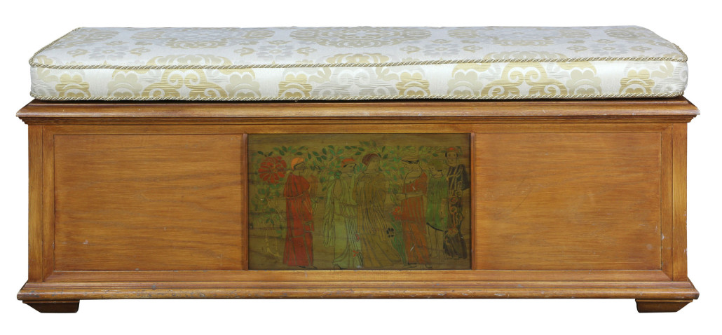 Among the significant Arts and Crafts offerings will be this Arthur and Lucia Mathews blanket chest with hand-painted reserve that is expected to fetch $30,000-$40,000. Clars Auction Gallery image