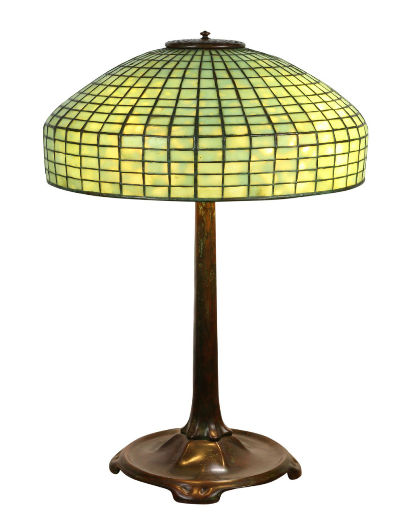 This Tiffany Studios geometric table lamp has an $8,000-$12,000 estimate. Clars Auction Gallery image