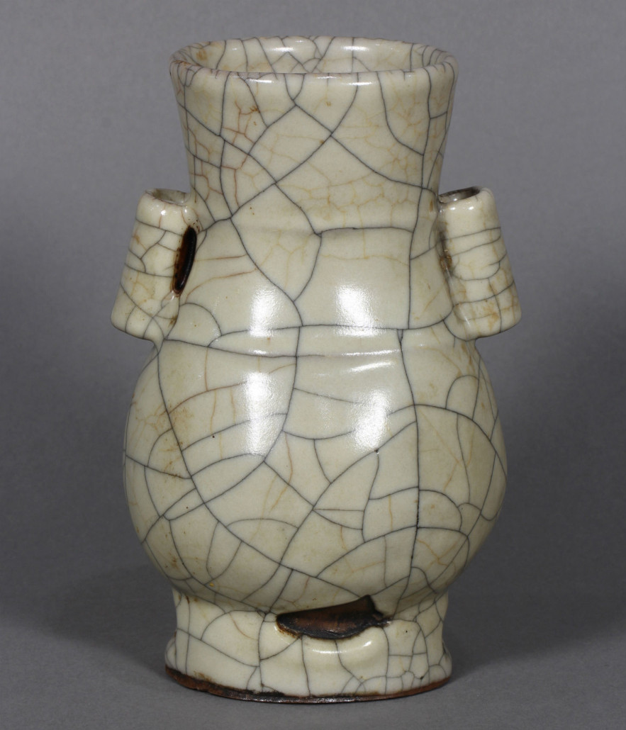 This Chinese Ge-type hu form arrow vase sold for an astonishing $63,000. Clars Auction Gallery image