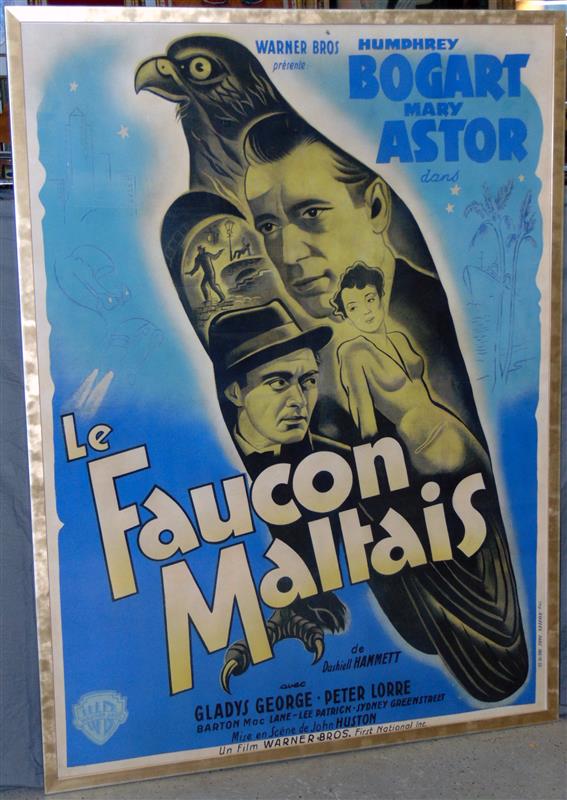 Late 1940s French ‘grande’ poster for the Humphrey Bogart and Mary Astor classic film ‘The Maltese Falcon.’ Price realized: $23,000. Philip Weiss Auctions image