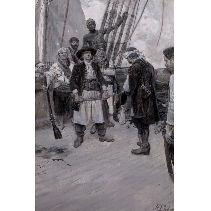 HOWARD PYLE (American, 1853-1911) "Again, My Captain (Pirates)", New York Colonial Privateers, Harper's New Monthly Magazine illustration, February 1895. Sold for $42,500
