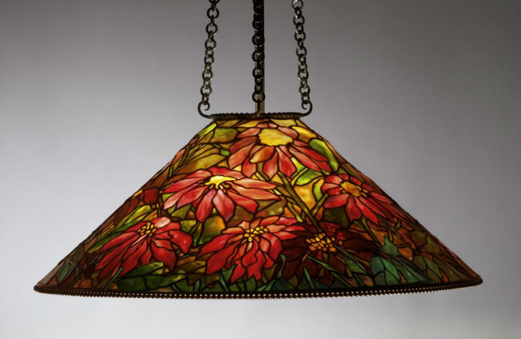 In addition to table models, Tiffany made hanging shades for ceiling fixtures. The Neustadt Collection of Tiffany Glass, New York