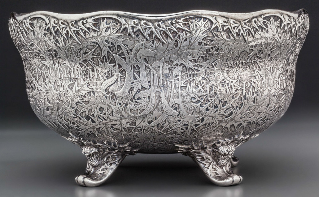 Whiting Mfg. Co acid-etched silver trophy bowl for the National Horse Show Association of America, New York, circa 1883. Estimate: $10,000-$15,000. Heritage Auctions image