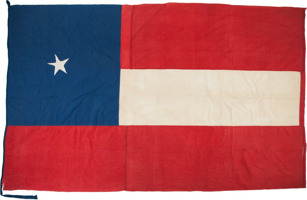 The front side of the early Confederate flag, which once belonged to the spy Belle Boyd. Heritage Auctions image.