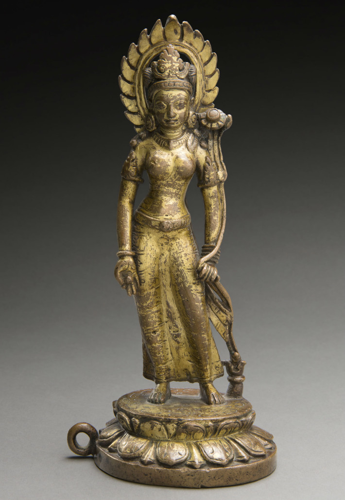 Nepalese bronze parcel-gilt figure of Tara, 9th-10th century. Estimate: $150,000-$200,000. Mossgreen image