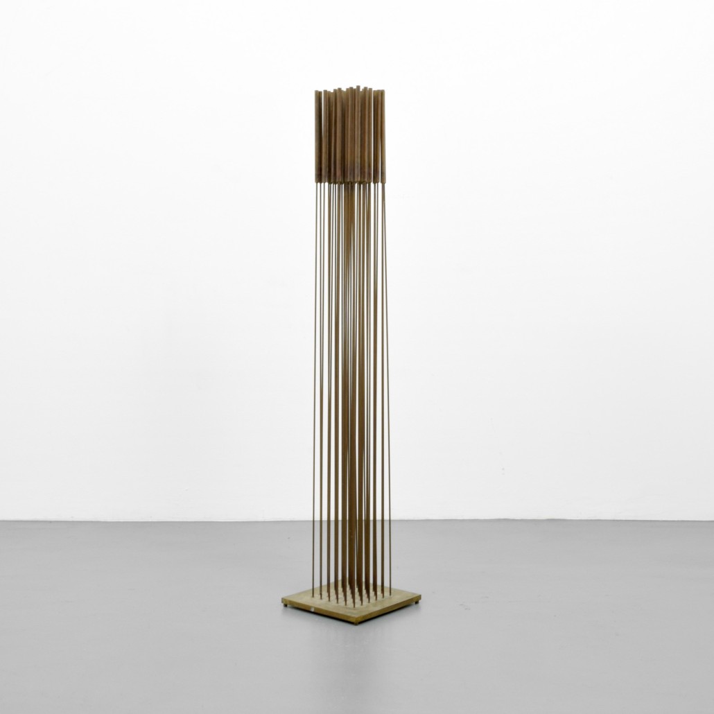 Harry Bertoia (American, 1915-1978), beryllium, copper and brass sculpture titled Sonambient, 46 inches tall, $75,000