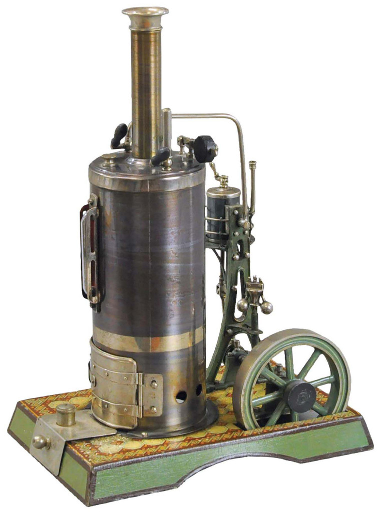 Marklin upright engine with vertical piston, includes pine crate and burner, ex Paul Hale Collection, Australia, est. $1,500-$2,500