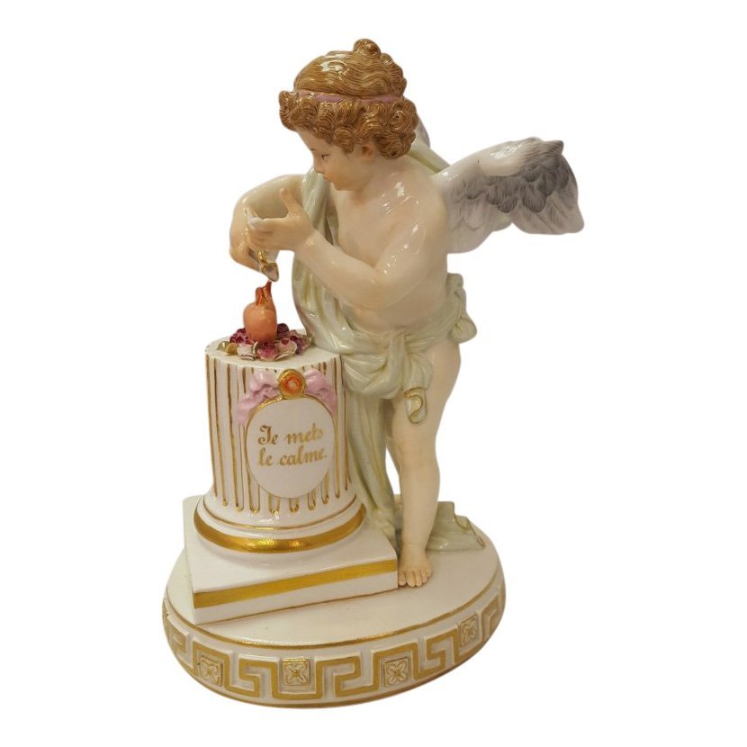 Nineteenth-century Meissen figurine, ‘Cupid Annointing Hearts,’ 7 1/2 inches. Estimate: $1,00-$1,400. Jasper 52 image