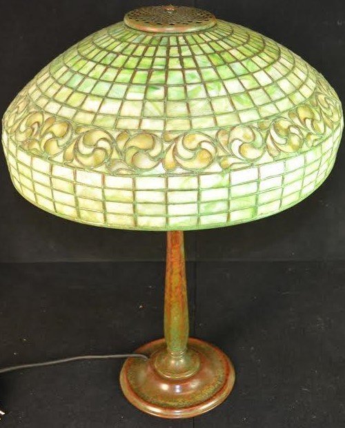 Tiffany Studios table lamp, Swirling Leaf pattern, circa 1910. Estimate: $15,000- $20,000. Keystone Auctions image