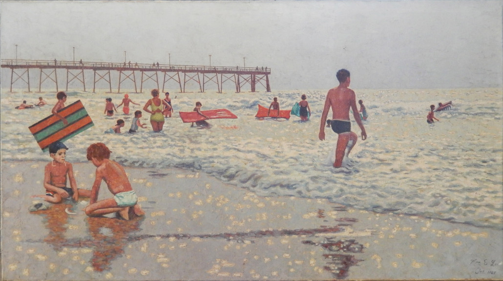 William E. Lee oil-on-canvas beach scene